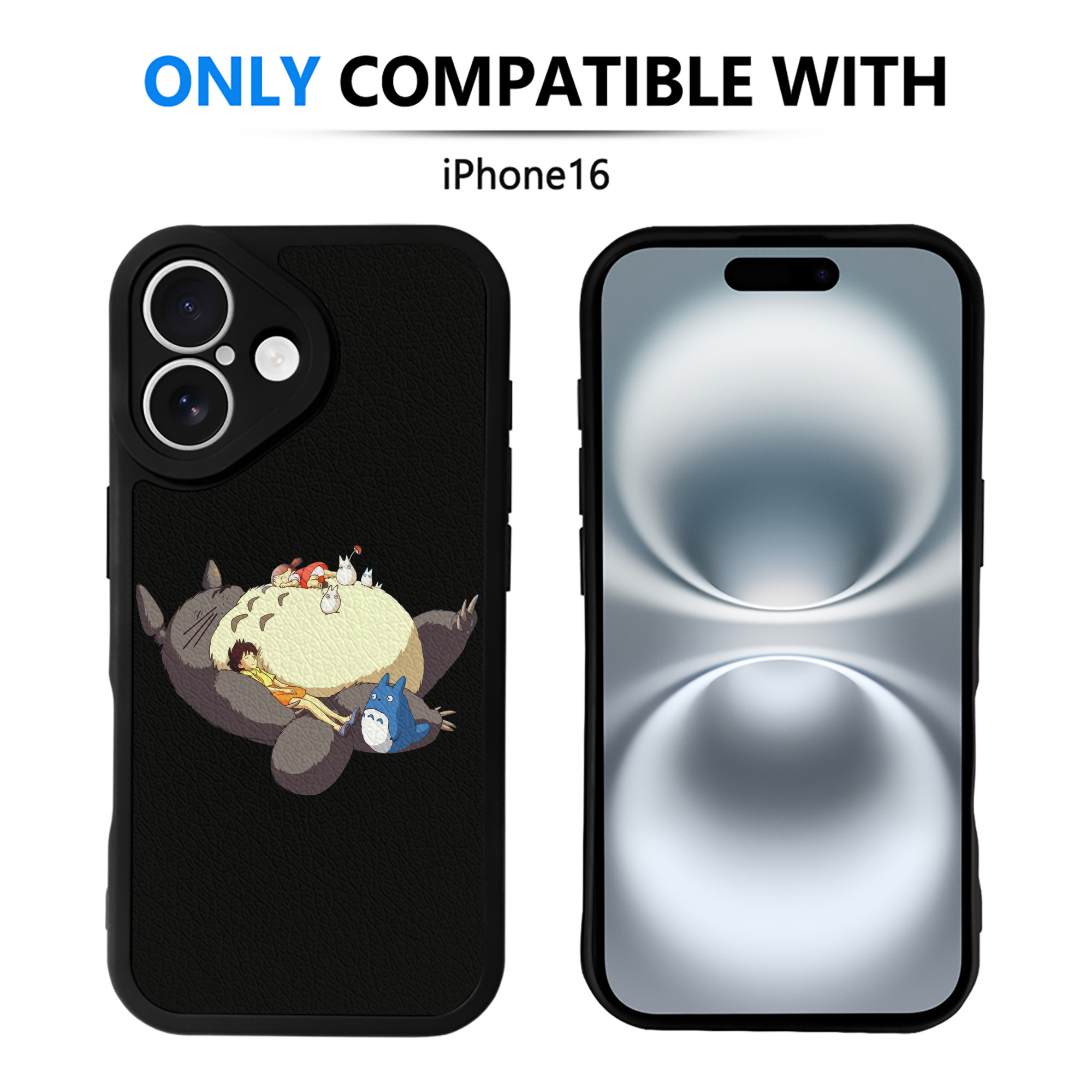 （画像用） となりのトトロ 草壁メイ 草壁サツキ My Neighbor Totoro Satsuki Kusakabe Mei Kusakabe 【iPhone 16シリーズ対応】シリコンスマホケース（レザー調） 材質：シリコン